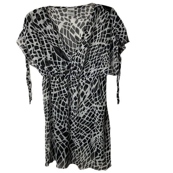 Cover Me Swim Large Coverup‎ Black White Animal Print Sheer Lightweight - Picture 1 of 5